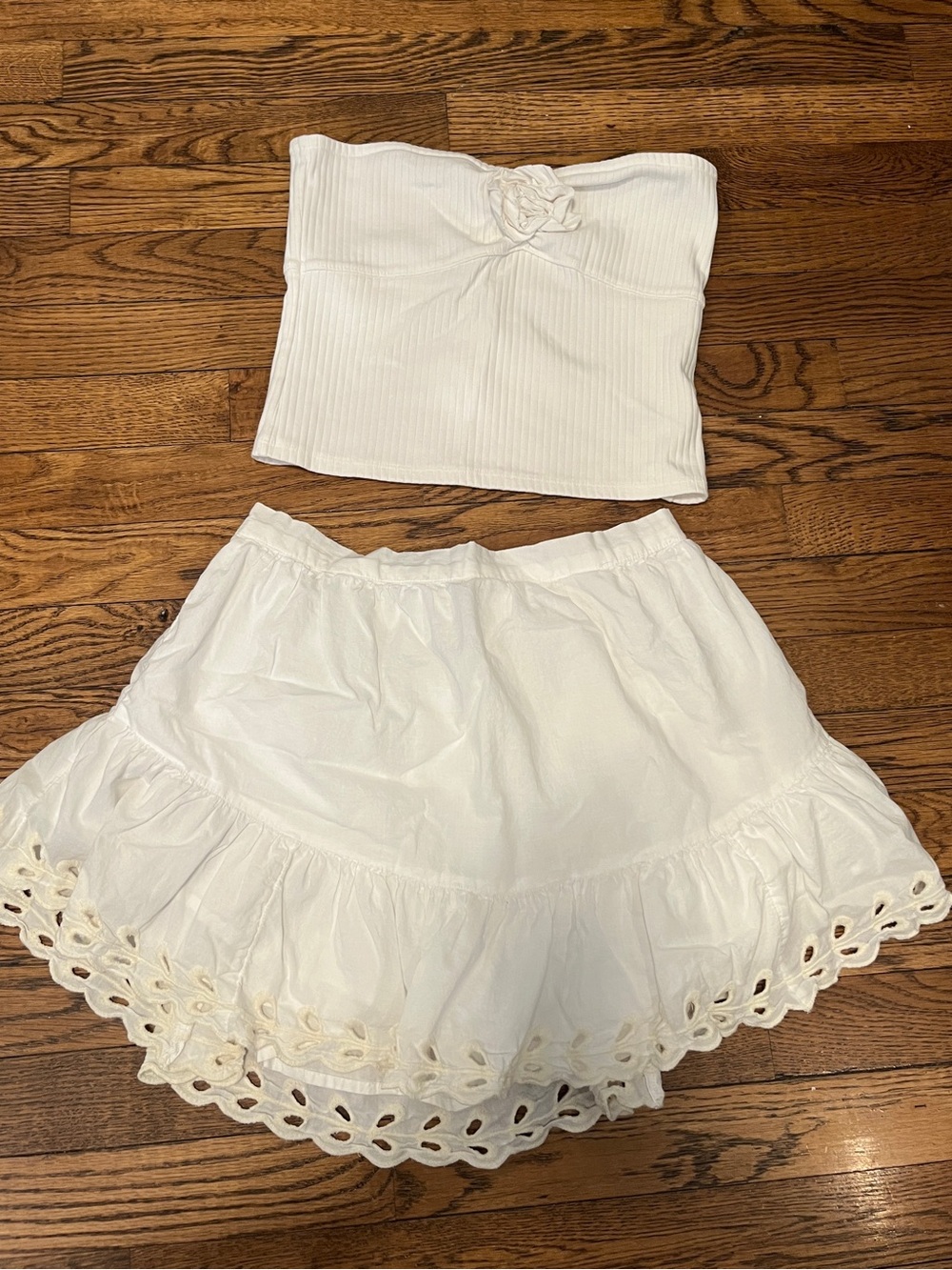 Aerie white tube top and skirt small